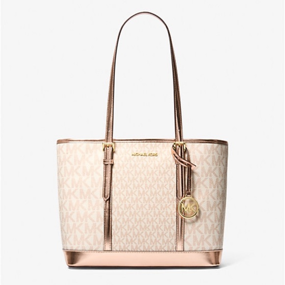 Michael Kors Cream and Gold Signature Tote - Picture 8 of 13
